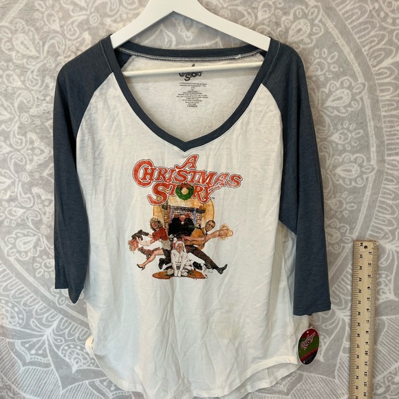 A CHRISTMAS STORY RAGLAN 3/4 SLEEVE HOLES NWT TOP SHIRT T TEE SHIRT HOLIDAYS 2XL - Picture 2 of 13